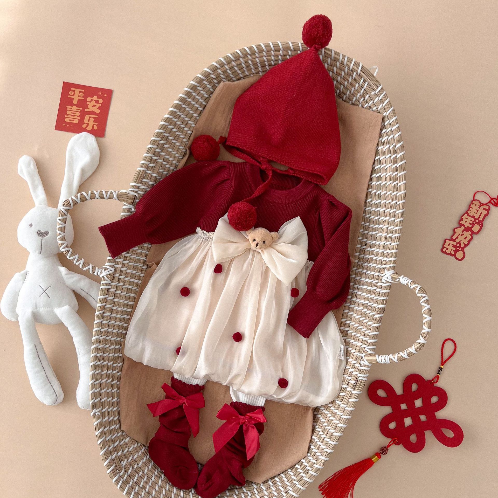 女宝宝连衣裙公主裙子婴儿周岁礼服婴儿拜年服女童新年装冬装童装