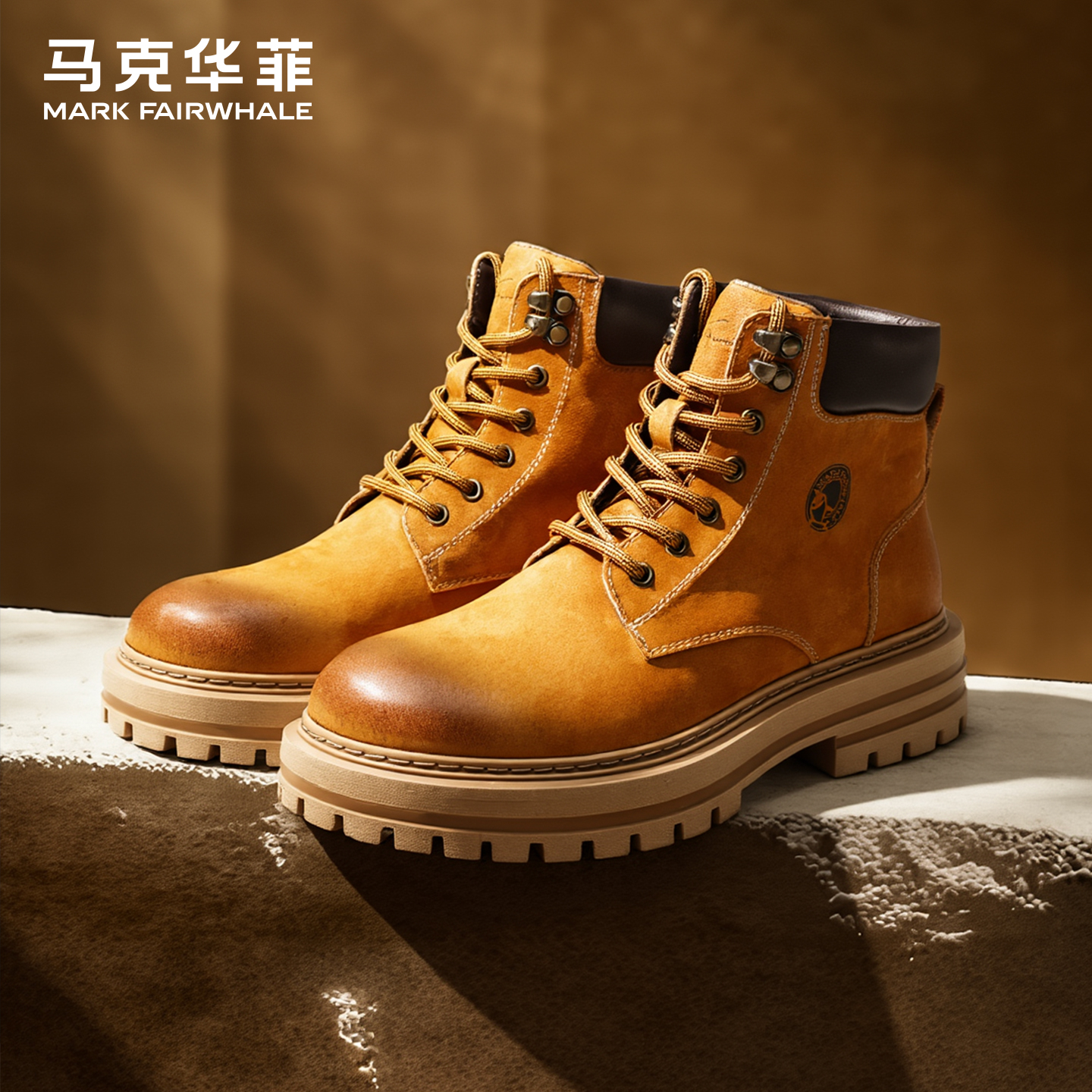 马克华菲马丁靴男秋冬季男鞋鞋子男款爆款加绒轻奢大黄靴真皮靴子