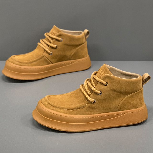 男鞋2025新款冬季加绒保暖棉鞋翻毛真皮高帮休闲皮鞋防滑鞋子
