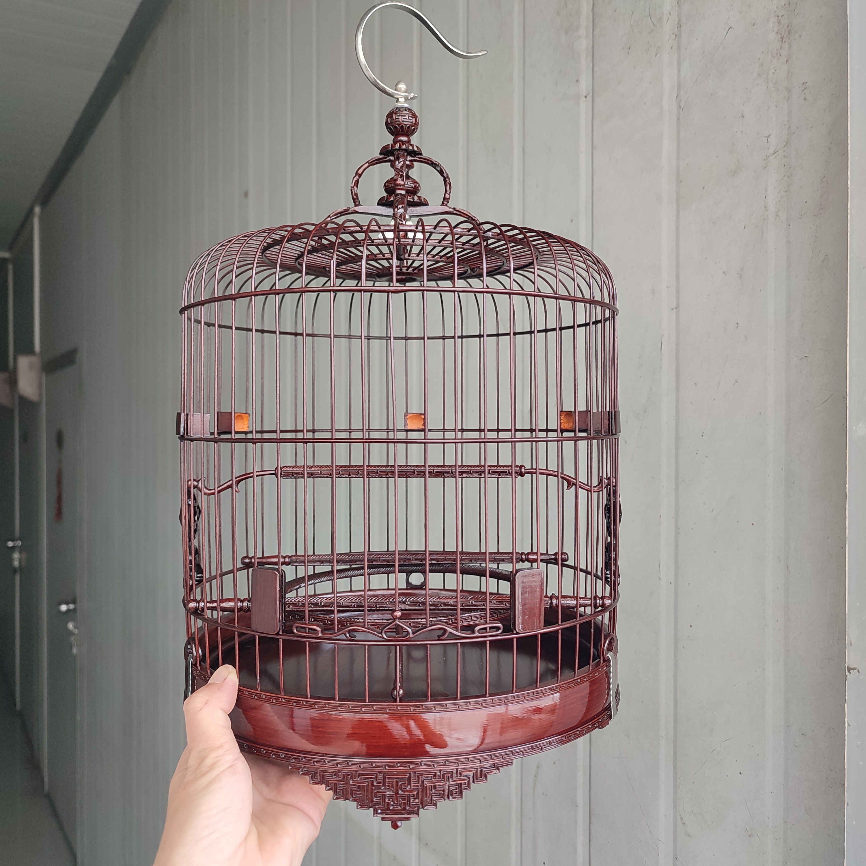 高档52/56枝24/26正装万字脚雕花生漆绣眼金青黑白清远鸟笼广笼