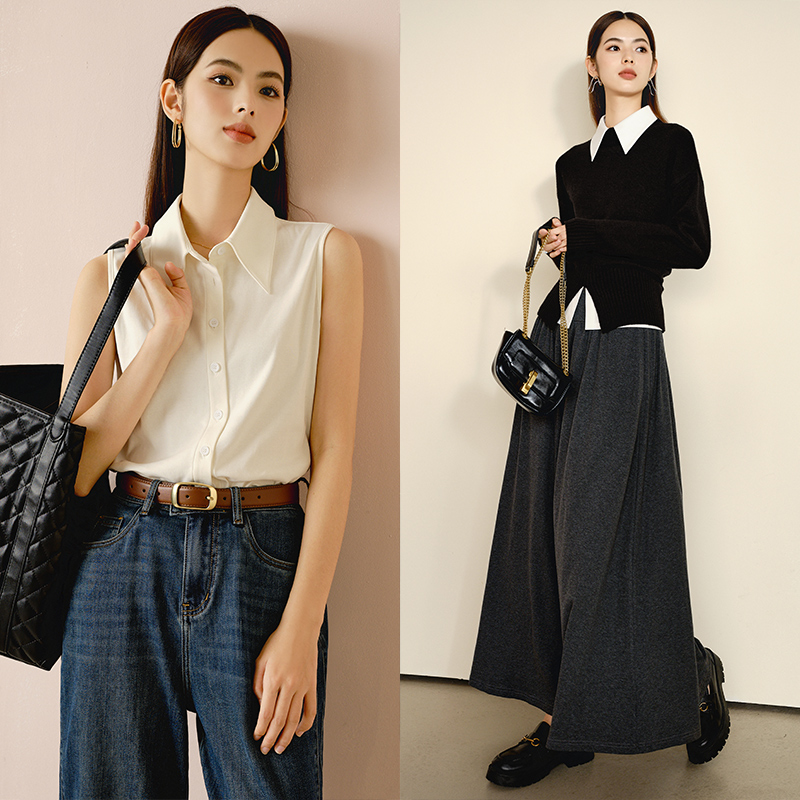 【断码清仓】翻领无袖针织衫女24092801