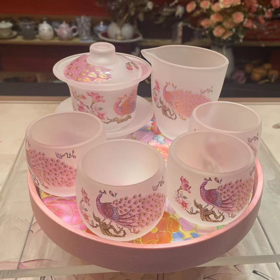 龙窑茶器  磨砂孔雀茶具套装       6219   （C）