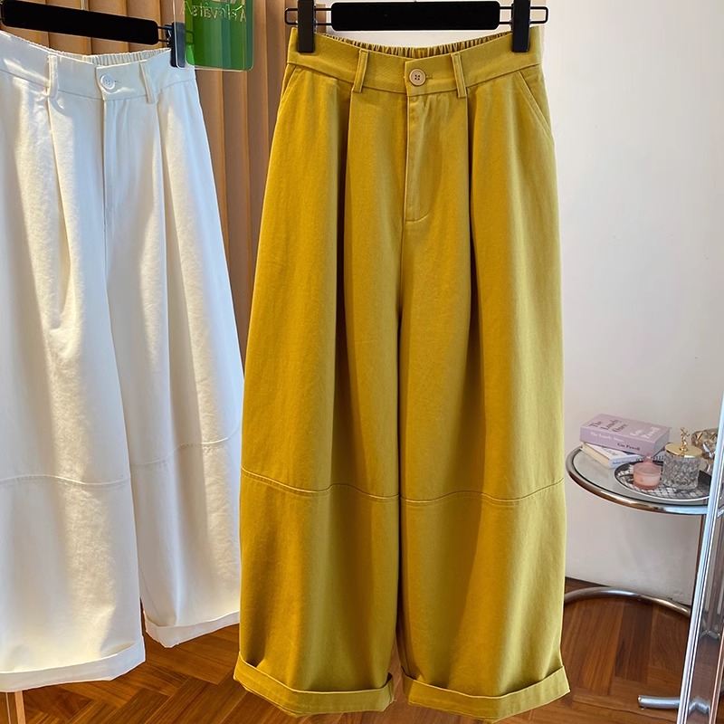 大码240斤弯刀阔腿裤女2025新款夏季薄款宽松显瘦松紧高腰气球裤