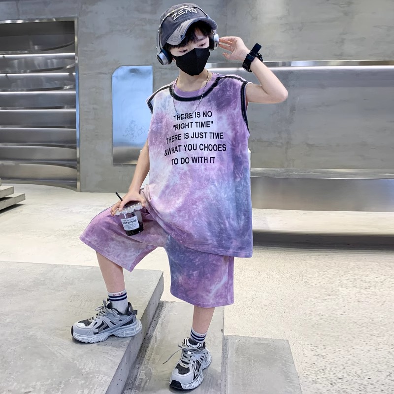 儿童装男童夏装无袖套装2025新款中大童夏季运动夏款背心帅气时髦