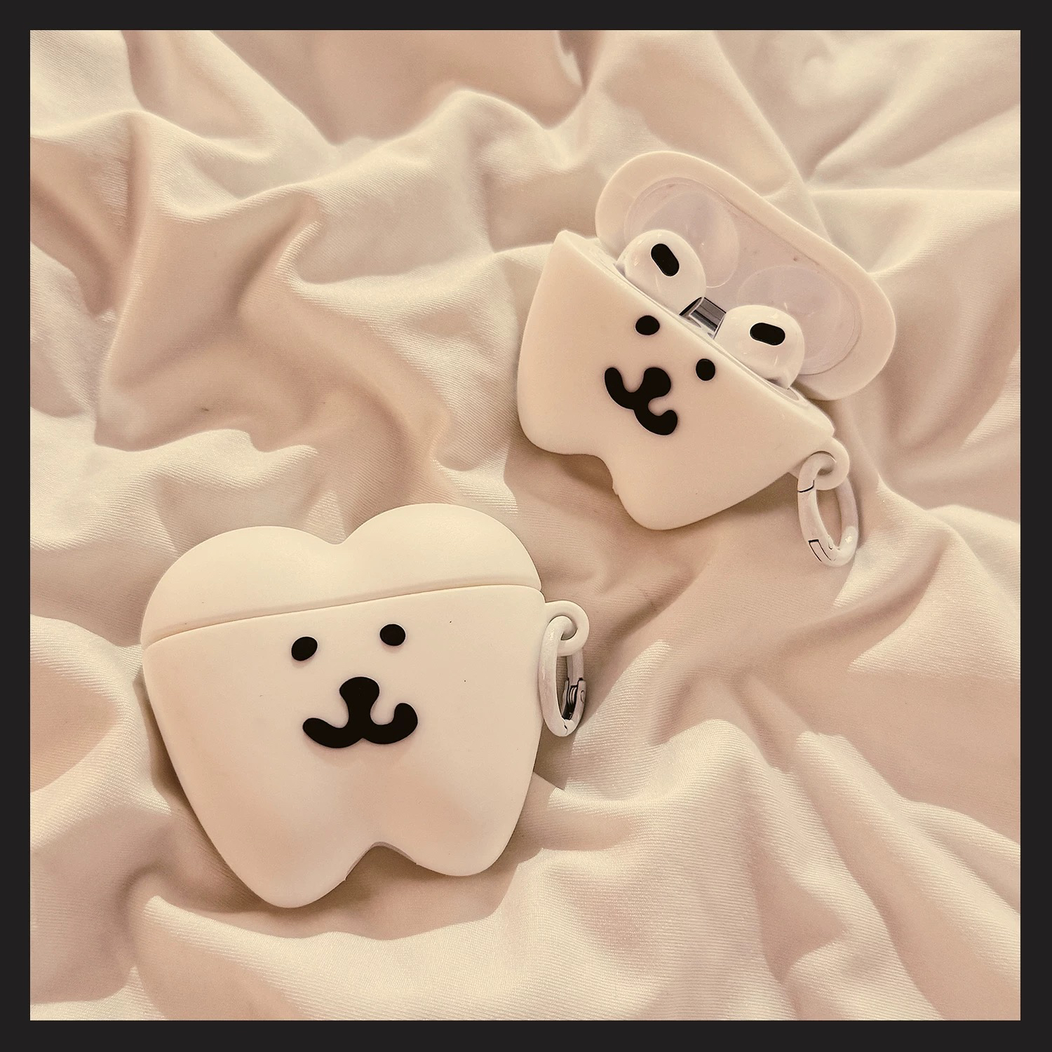 卡通牙齿自嘲熊AirPodsPro1/2苹果4代/3代无线蓝牙耳机套硅胶男女