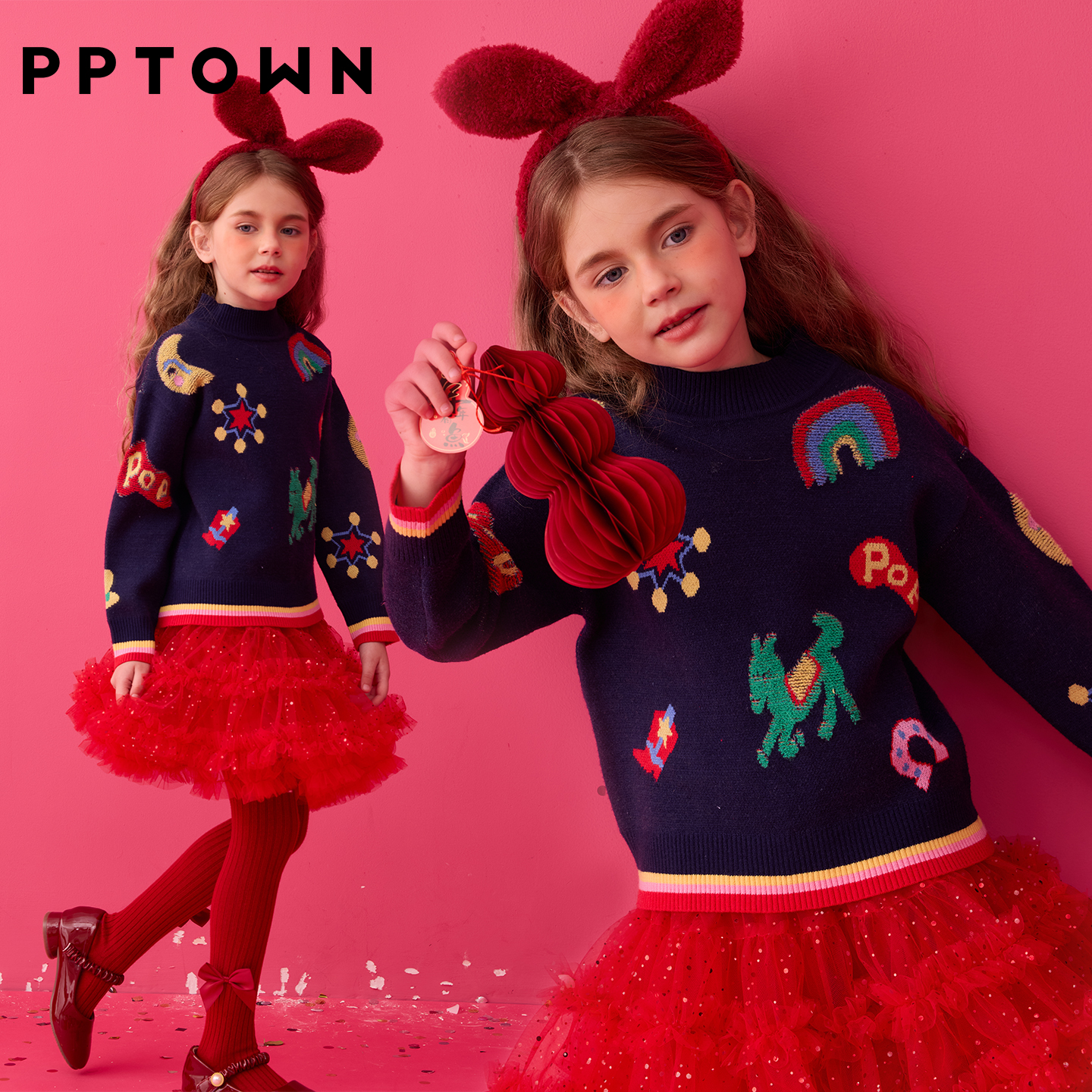 女童毛衣2025秋冬新款大童圆领针织儿童毛衣巴巴小镇14299【主】