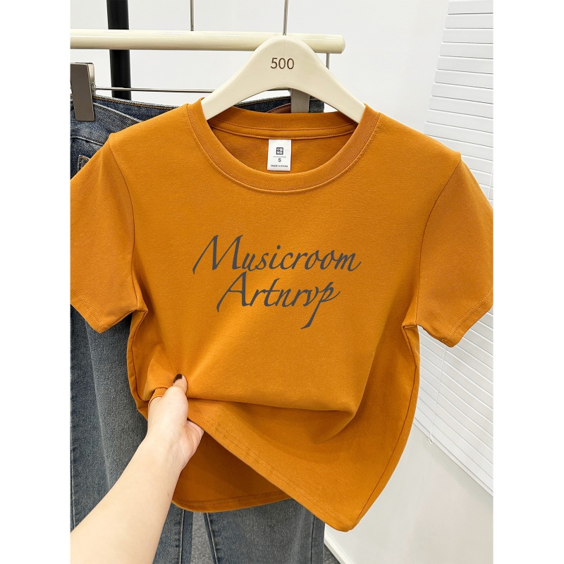 字母印花正肩大码短袖t恤女装新款韩版休闲圆领胖mm显瘦半袖上衣