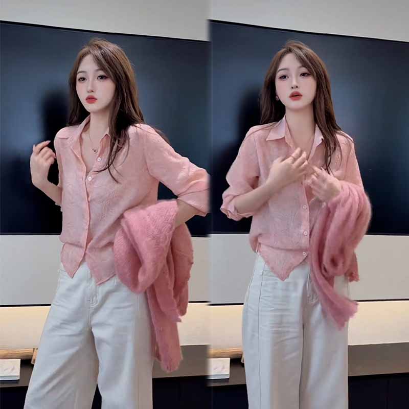 2025秋季新款设计感韩版百搭气质长袖开衫女搭配休闲阔腿裤两件套