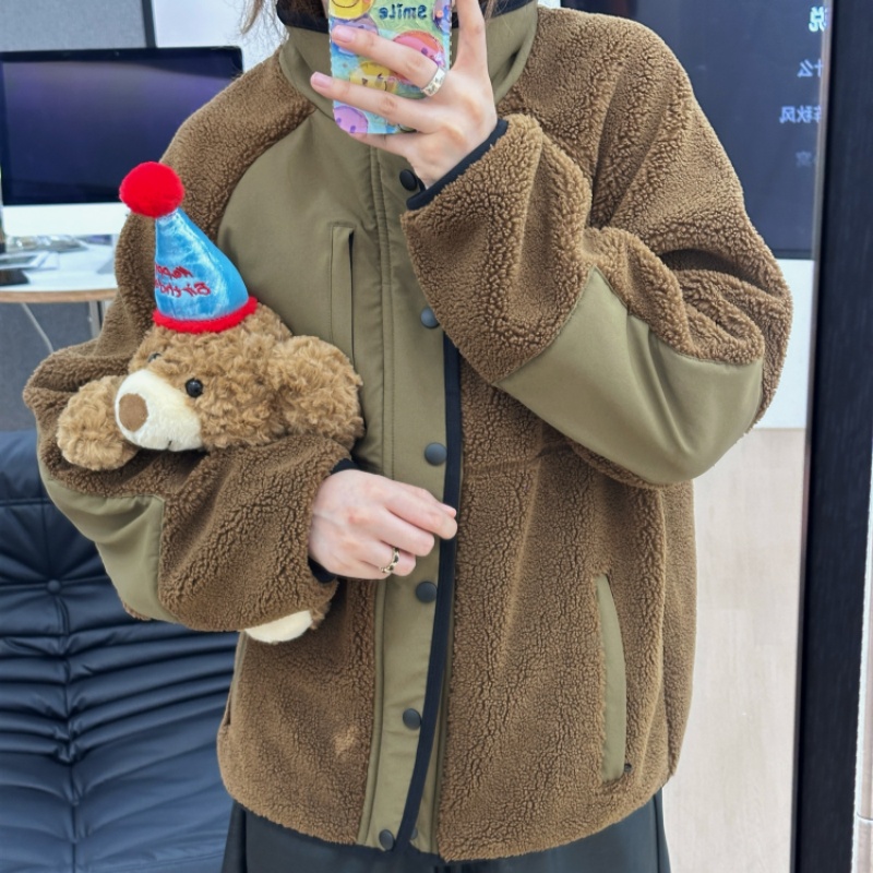 颜值爆表！男女轻奢老钱意式秋冬情侣仿羊羔绒皮毛一体外套C1115