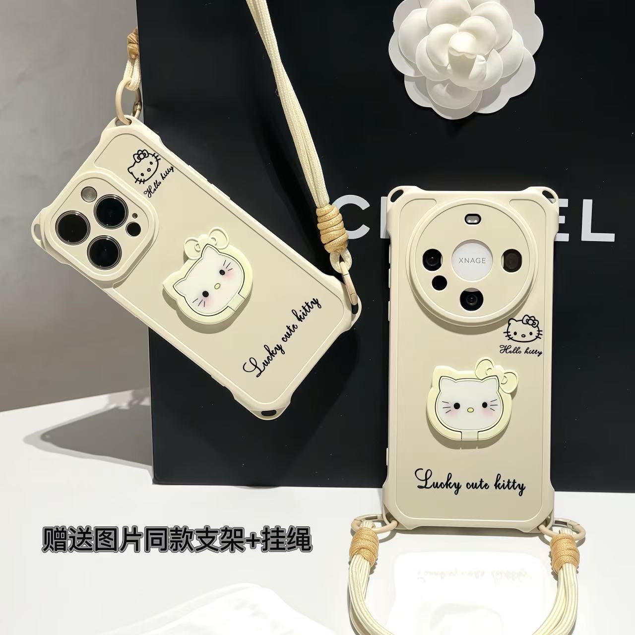 蝴蝶结KT支架挂绳适用iPhone14苹果16手机壳华为p70vivoppo小米15