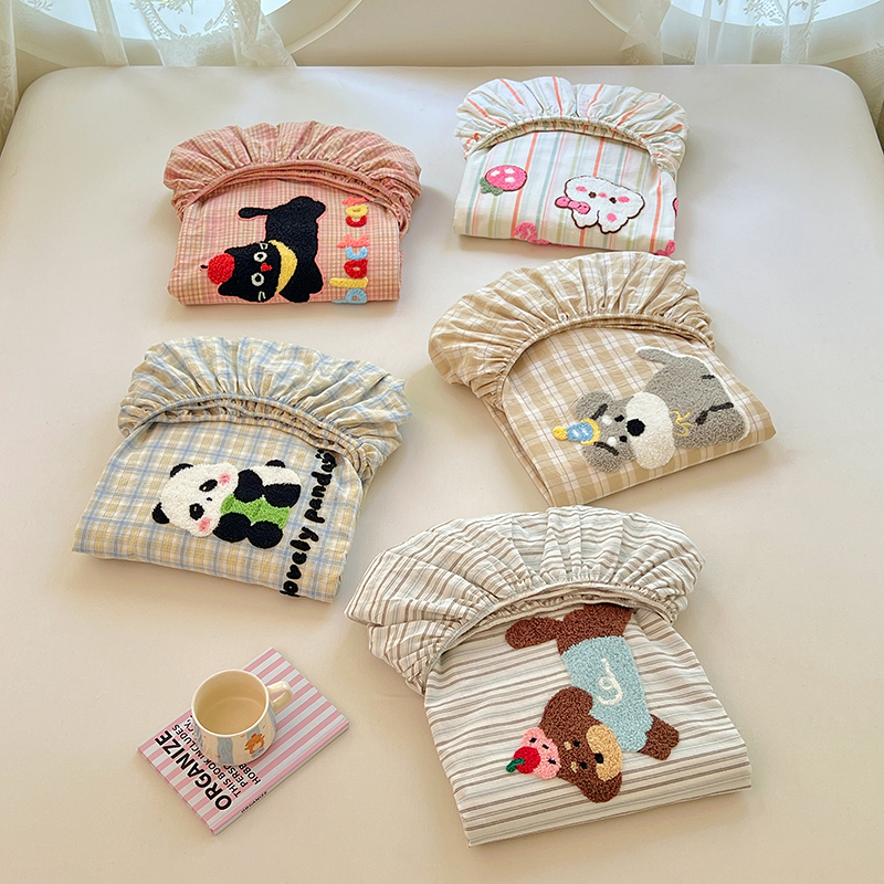 【MJ】家装节特惠设计师毛巾刺绣全棉水洗棉四季通用床笠防滑床罩