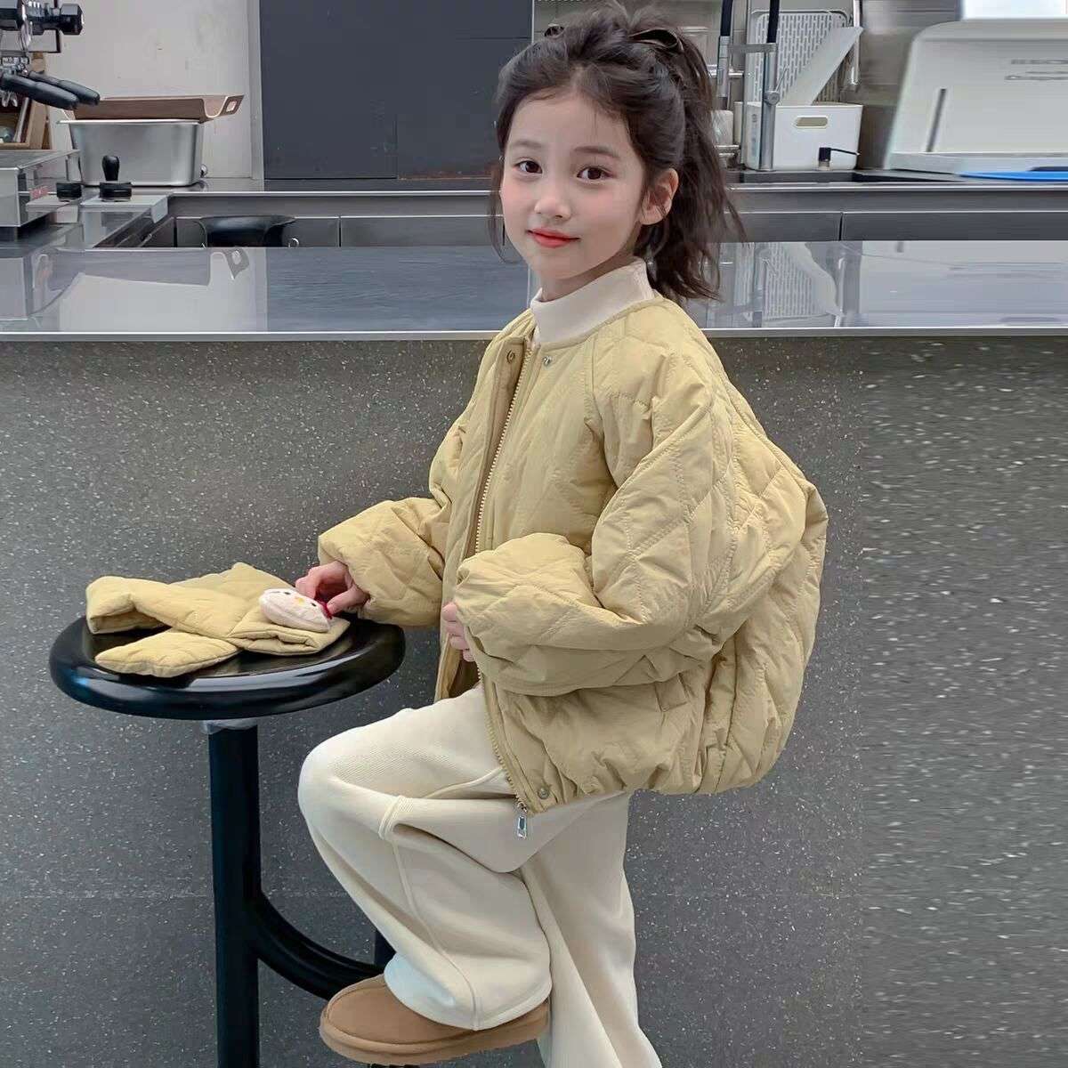女童秋装棉袄外套2025新款儿童洋气女孩秋冬加绒加厚甜美棉衣棉服