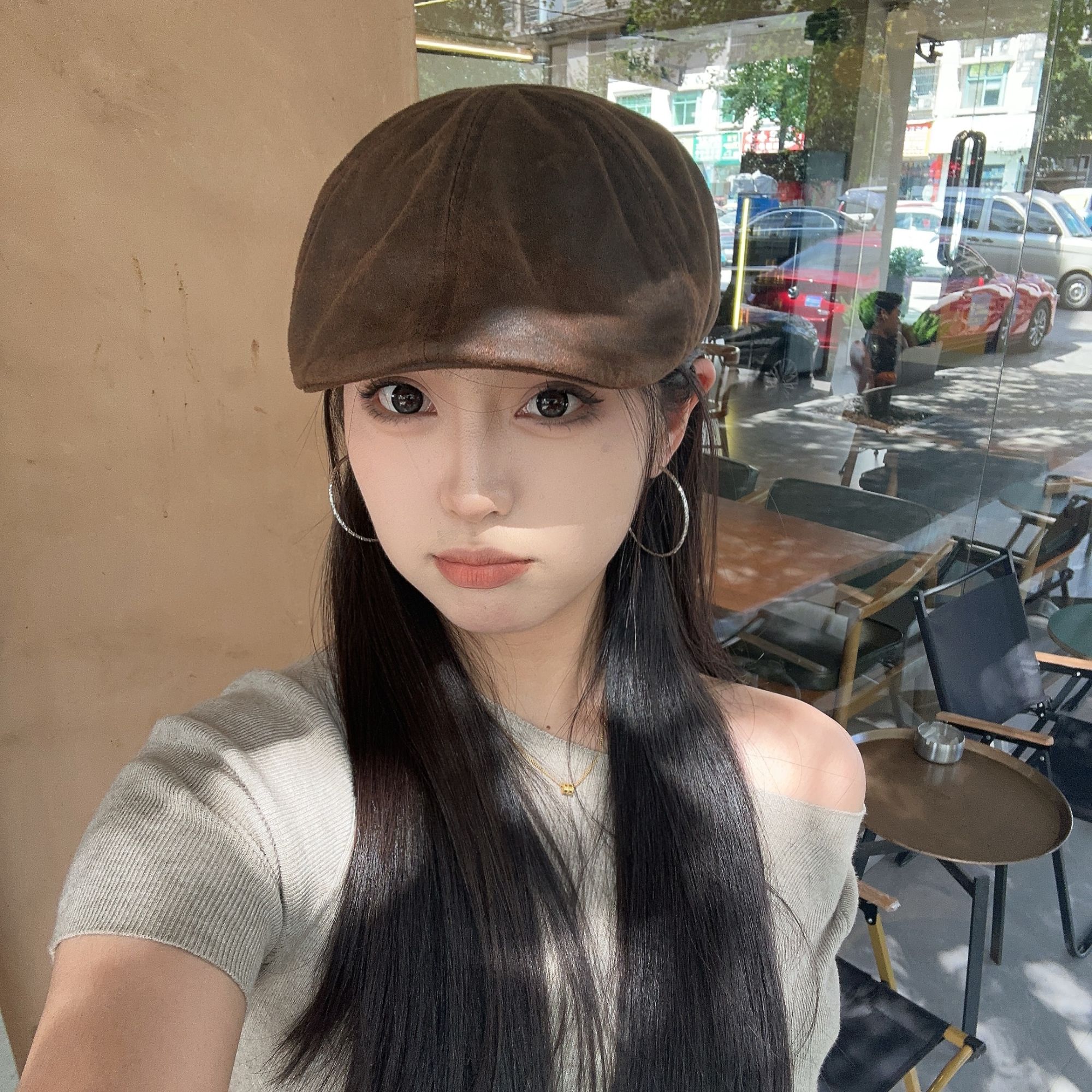 四季款！复古老钱风擦皮做旧前进帽男女秋冬老爹帽时尚贝雷帽辣妹