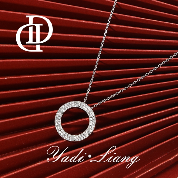 坠链均925银 梁雅帝新品【满天星环】双面时尚气质纯银项链