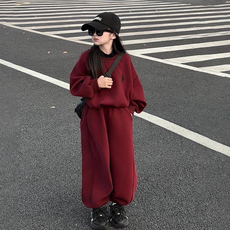 女童休闲套装2025新款小女孩春秋时髦卫衣两件套儿童网红炸街穿搭