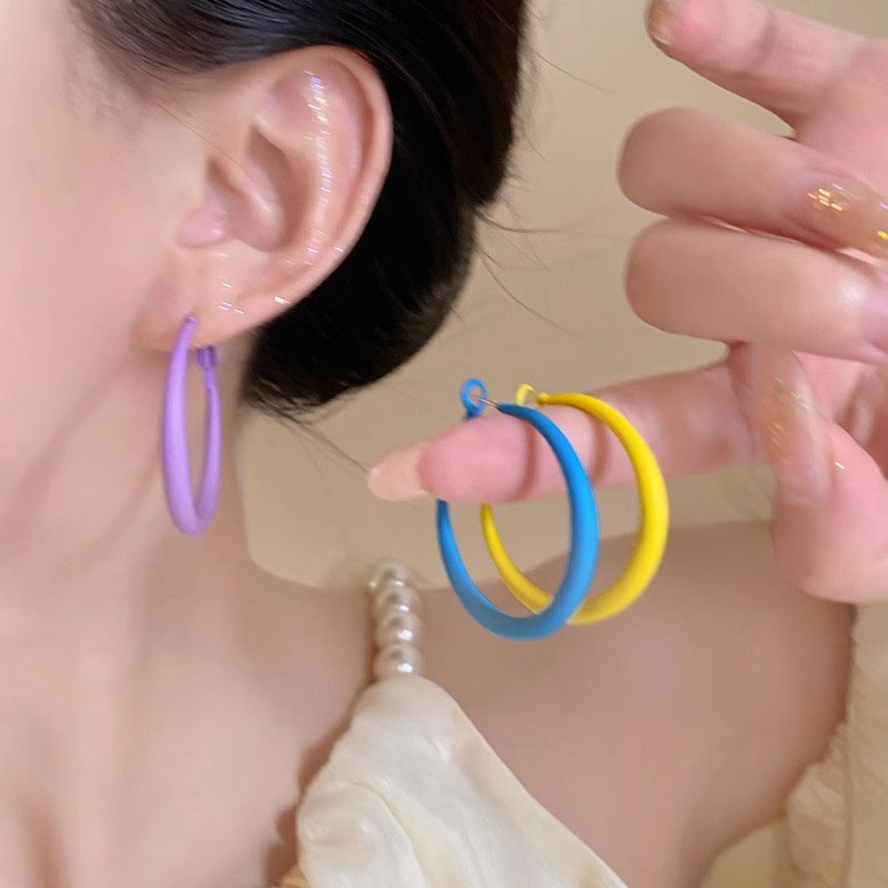 925银耳饰 多巴胺彩色夸张大耳圈春夏日海边度假风耳环轻奢气质潮