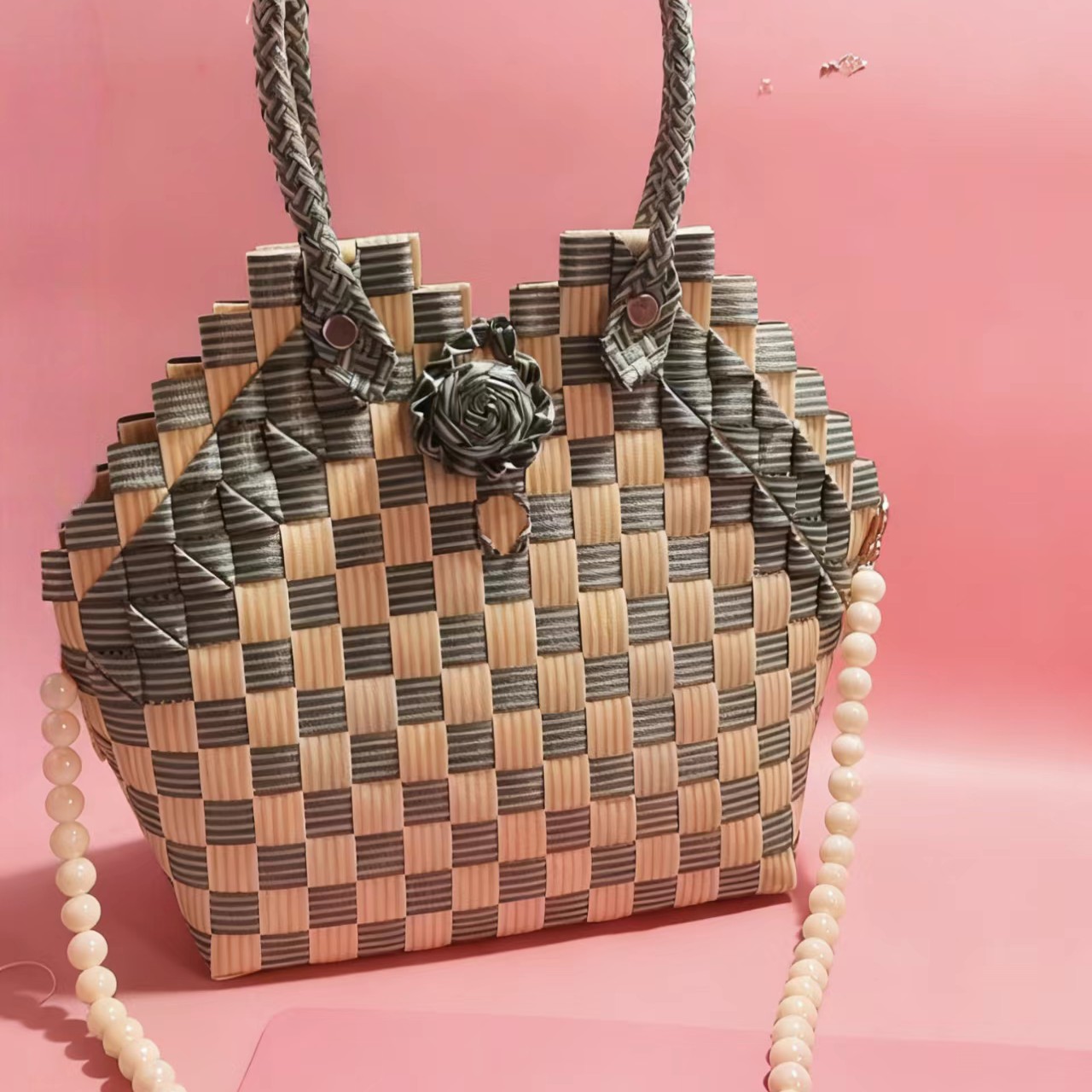 手工编织贝贝包包连条亚克力珠子连条