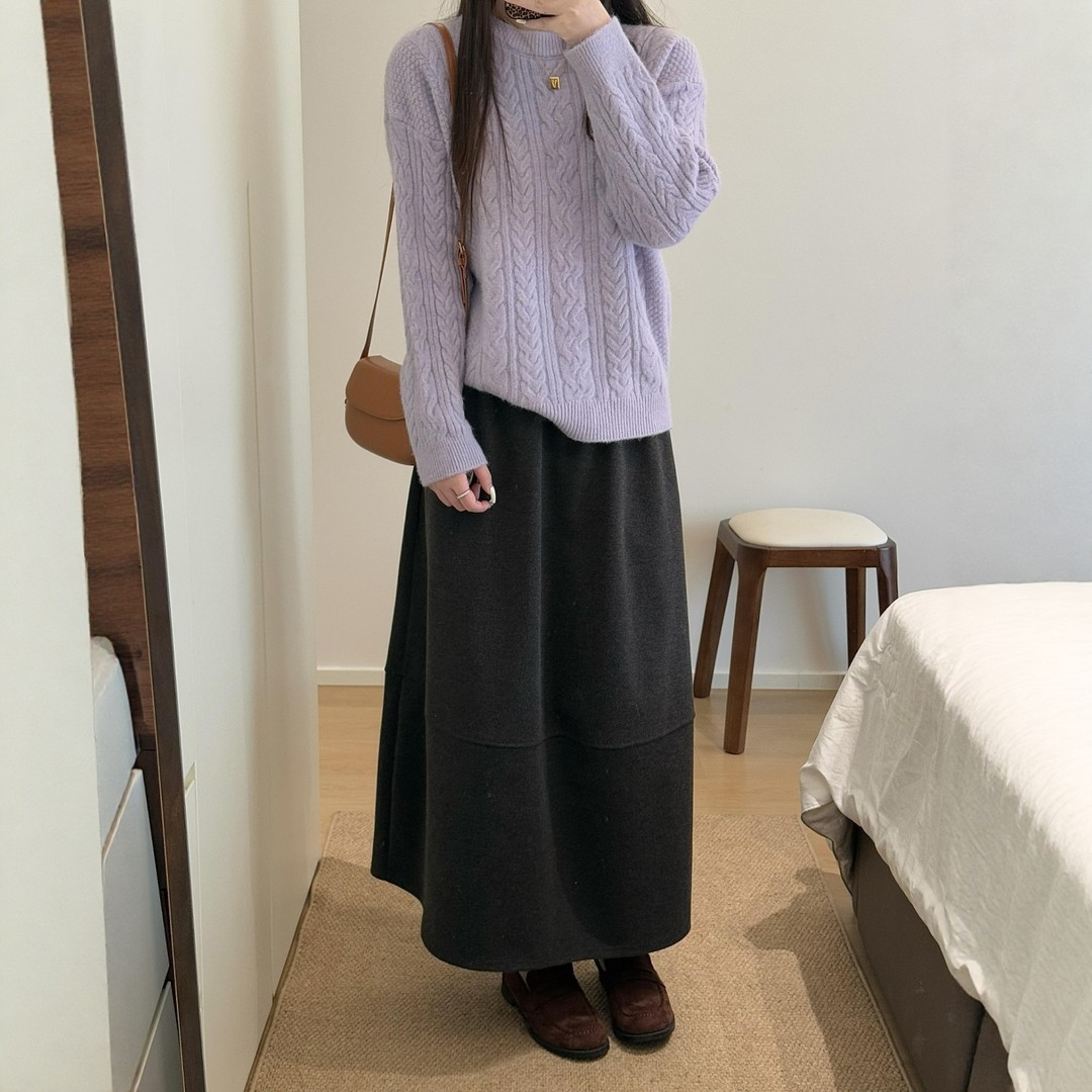 大码灰色毛呢高腰垂感显瘦遮肚子半身裙女冬季宽松遮胯百搭花苞裙