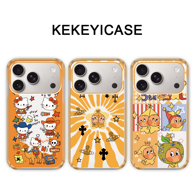 星星人格子适用于苹果iphone17透明橙色亚克力防摔磁吸手机壳