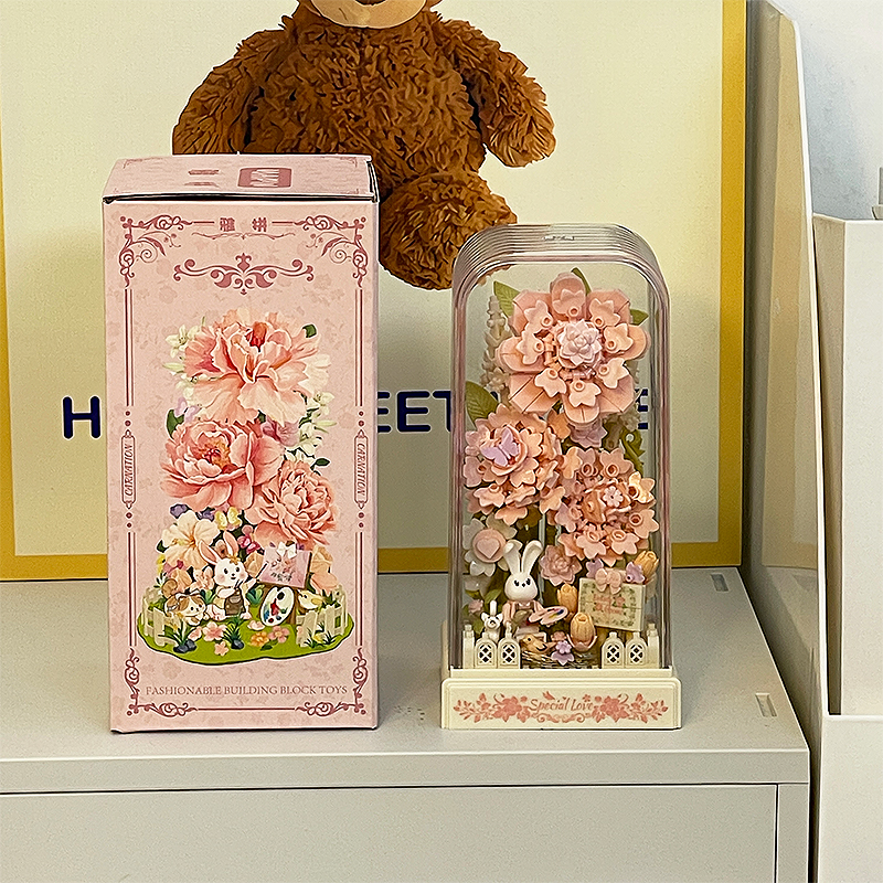 康乃馨礼物成人手工积木花束栀子玫瑰茉莉女生日小众创意手工diy