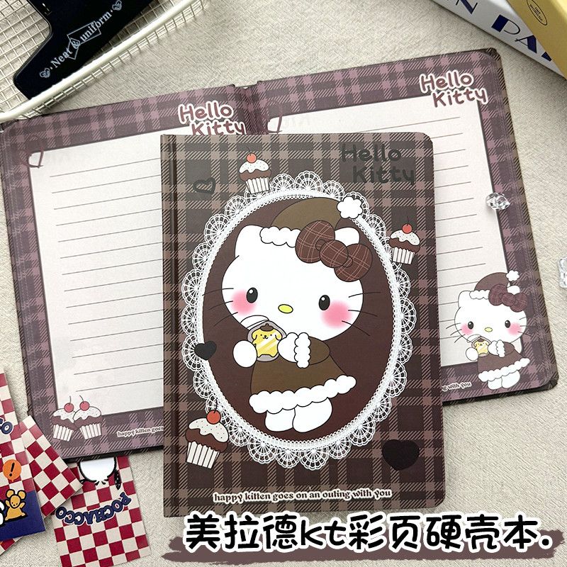 【咕噜】美拉德KTa5彩页笔记本复古凯蒂猫手账本高颜值硬壳本子学生
