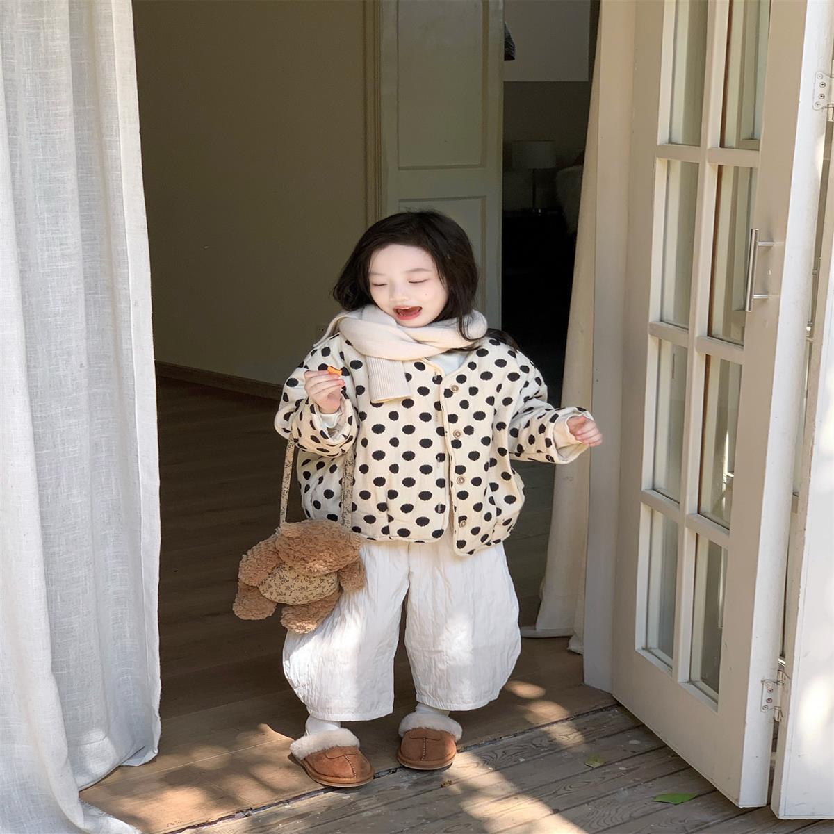女童棉衣2025冬季新款韩版洋气儿童波点棉服宝宝冬装外套加厚棉袄