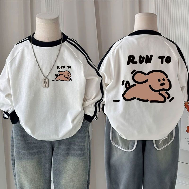 100男童纯棉儿童长袖打底春秋新款卡通洋气小童重磅上衣T恤帅气潮