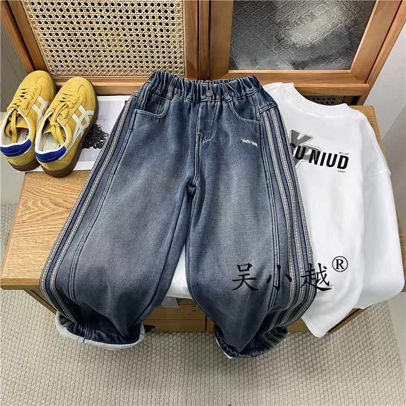 合集吴小越w1802男童加绒牛仔裤冬款刺绣痞帅男孩冬新款韩版长裤