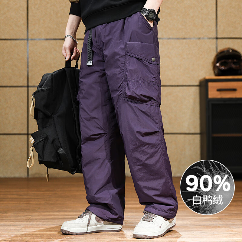 90白鸭绒冬季户外御寒美式羽绒裤男士大码加绒加厚伞兵冲锋休闲裤