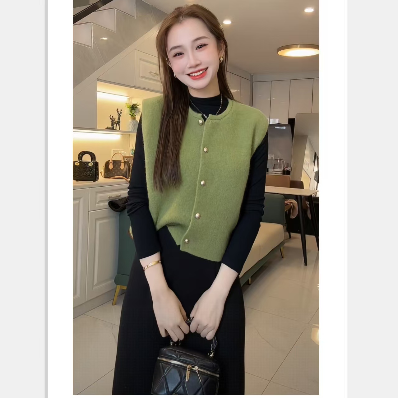 1681马甲背心宽松针织衫百搭套头时尚新款薄款打底休闲