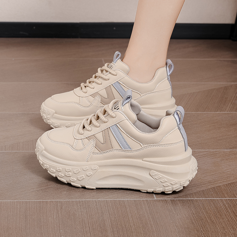 跃步2025年新款品牌厚底增高5cm透气时尚学生鞋韩版运动跑步女鞋