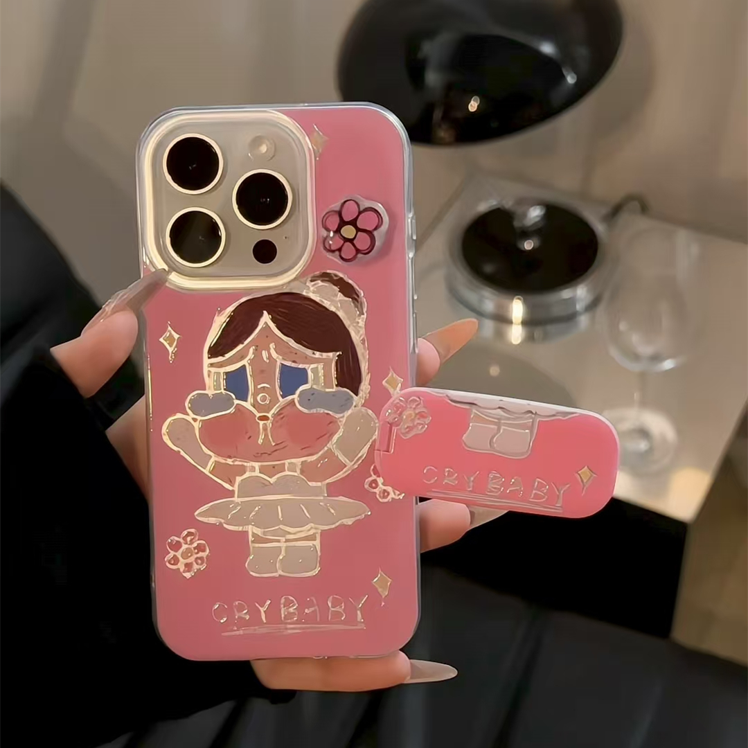 芭蕾哭娃适用苹果16华为p70oppo小米15vivoIQOO羽纱imd支架手机壳