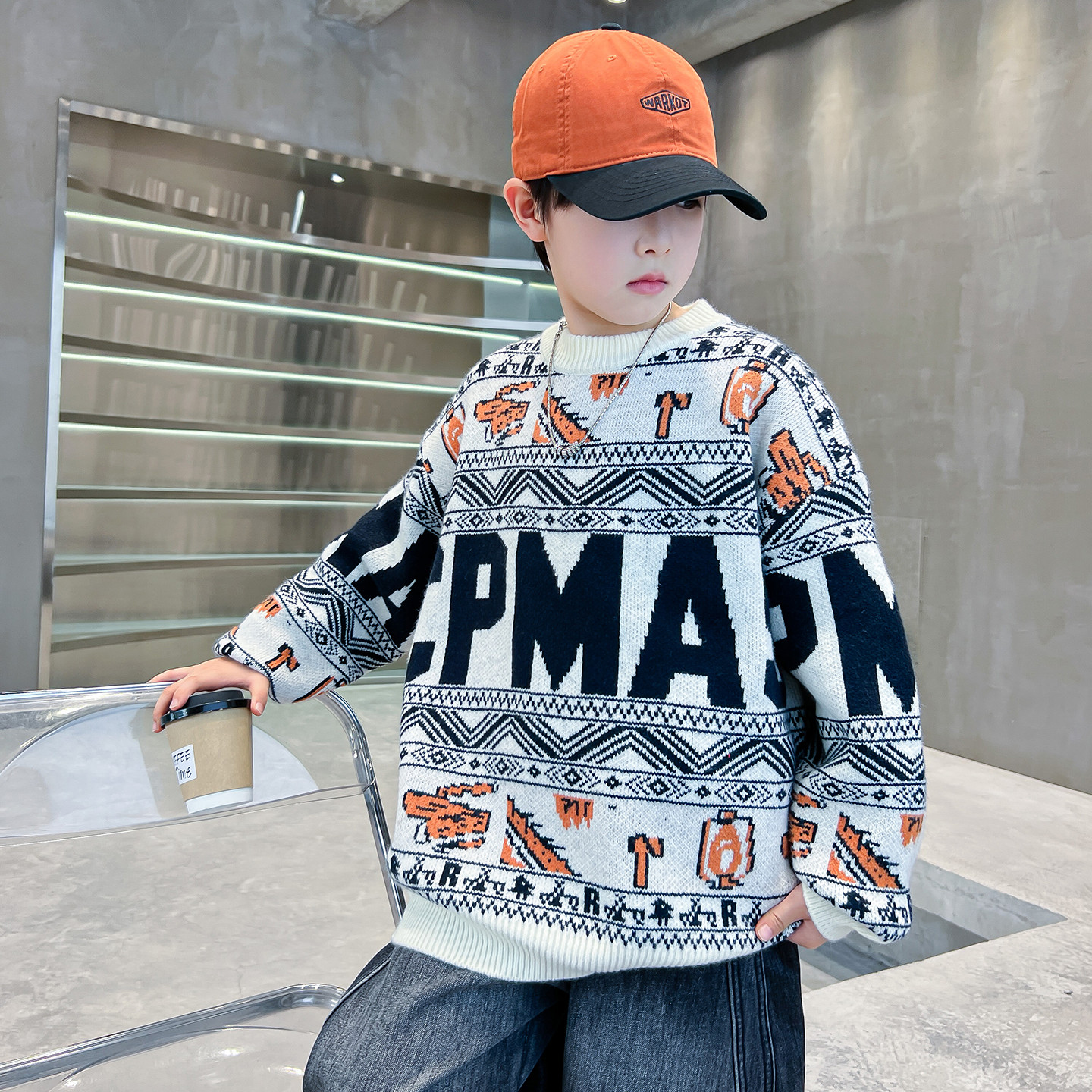 儿童装男童冬装毛衣2025新款大童冬季套头针织衫秋冬款青少年男孩