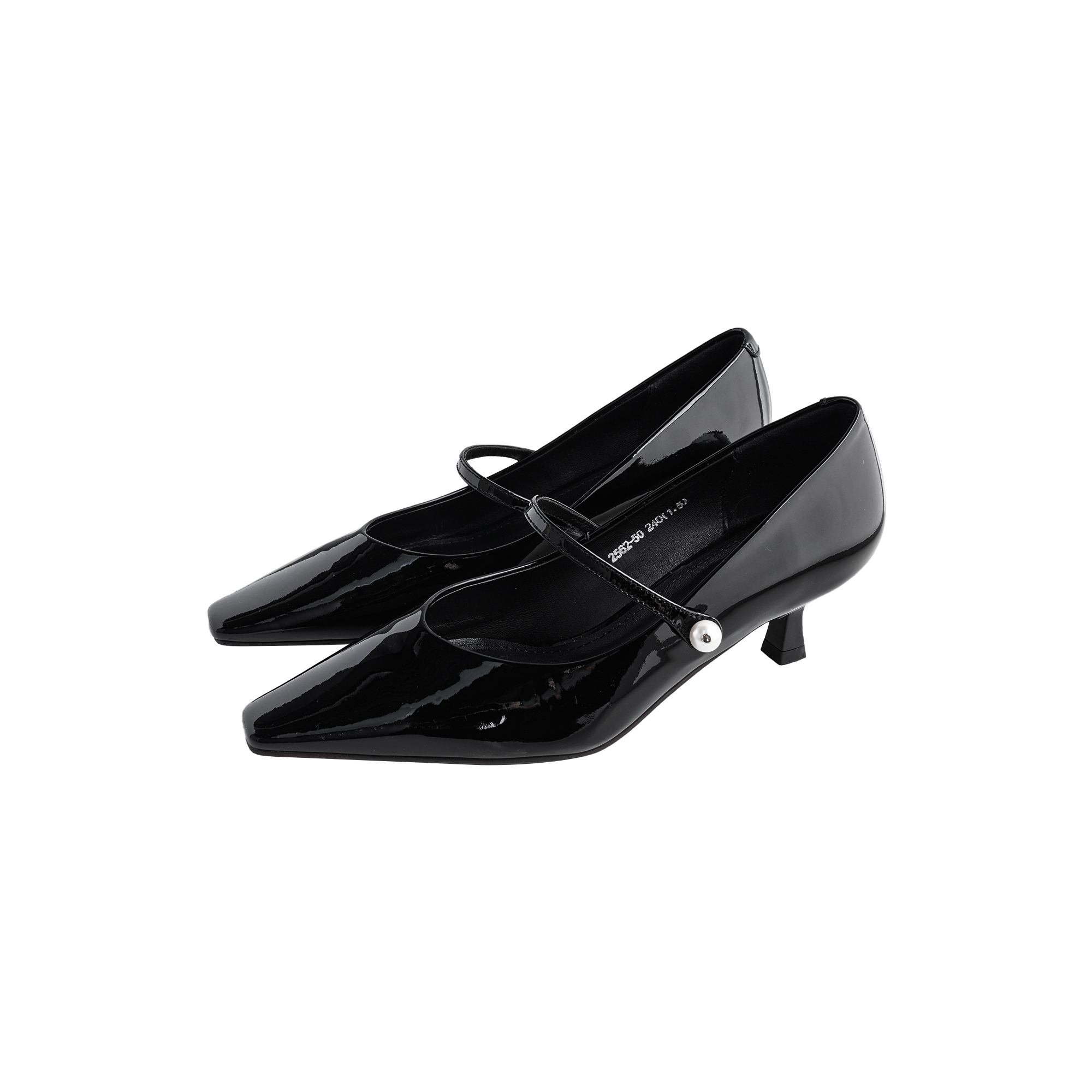 HELA AOMI “牛漆皮珍珠扣”一字带坡跟方头气质浅口女鞋CY5CW81718