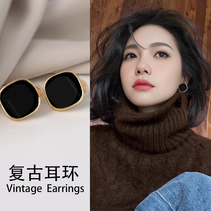 Victora韩国方形耳钉女纯银小众设计高级感耳饰年新款爆款百搭耳