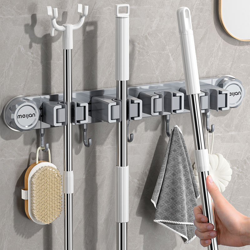 吸盘拖把壁挂夹扫把拖布免打孔挂钩固定神器卫生间浴室门后置物架