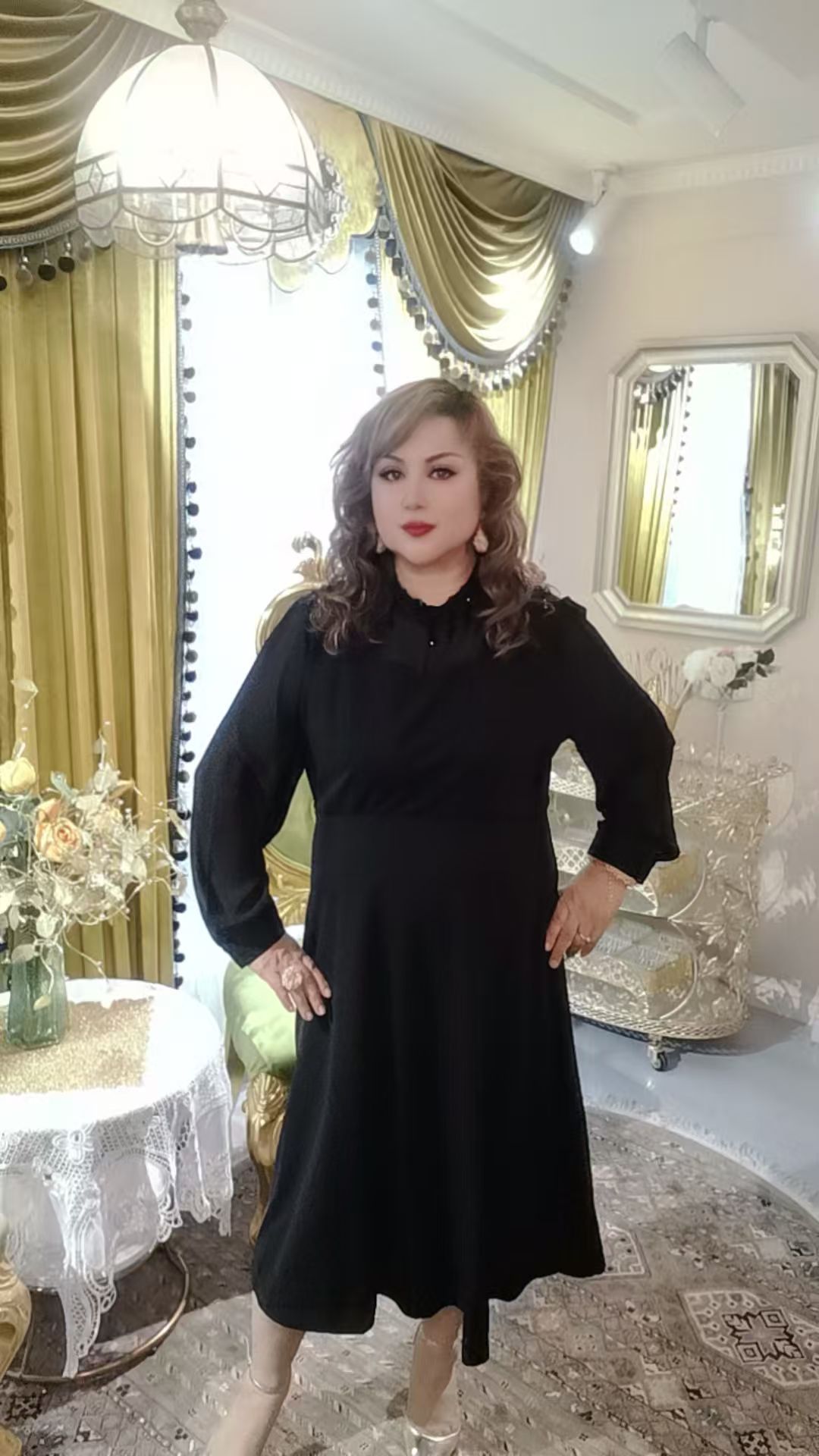 带钻长袖套头款长裙连衣裙优雅百搭气质时尚裙子