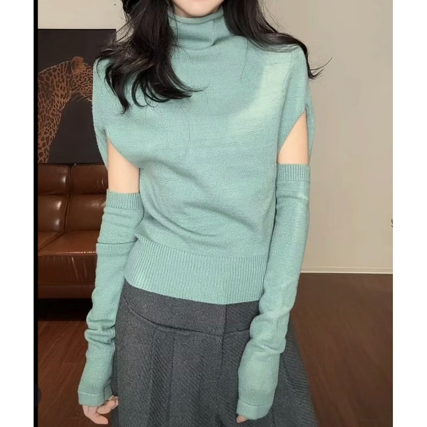 【薄荷精灵】ZOUFASHIFA 蝙蝠袖收腰圆领百搭保暖针织衫