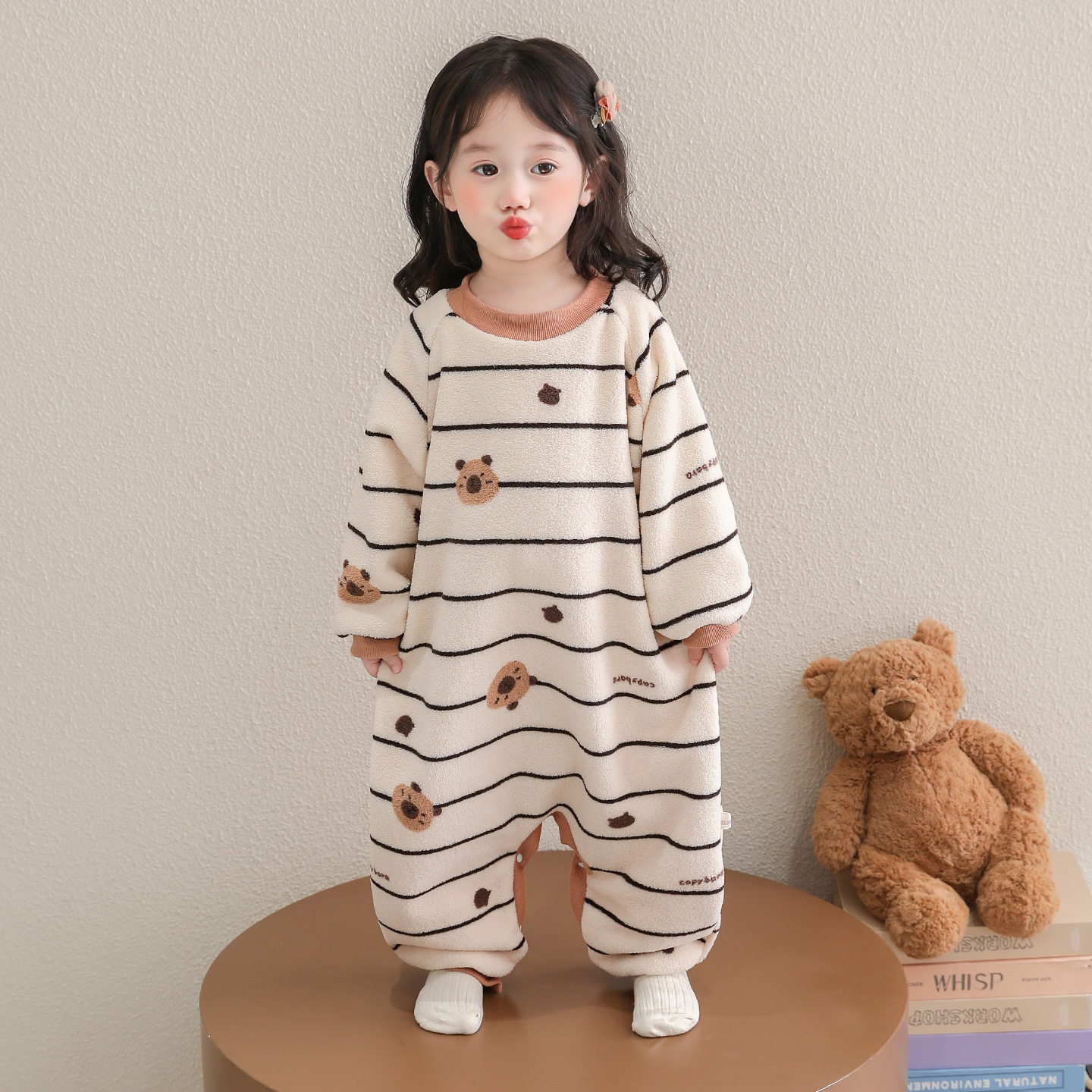 女童秋冬季睡衣连体2025新款宝宝珊瑚绒保暖法兰绒家居服儿童睡袋