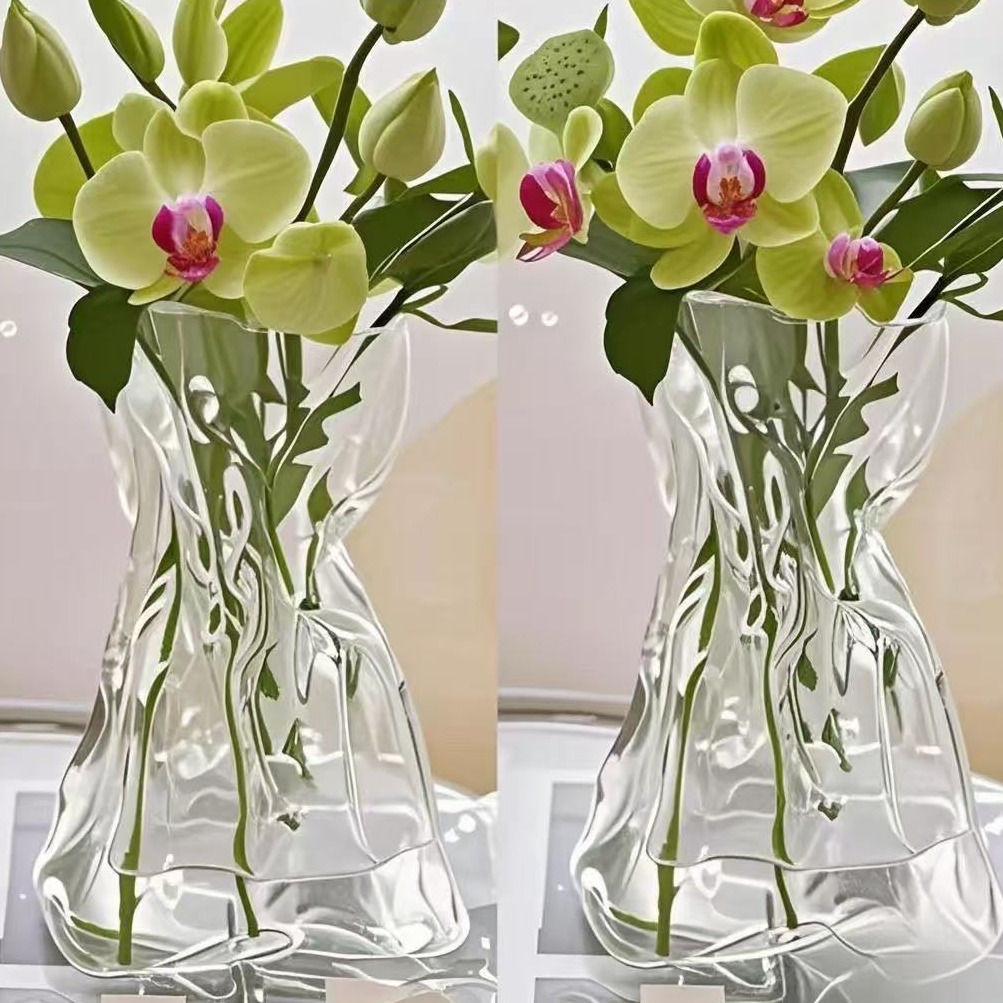 欧式简约创意玻璃花瓶透明水养植物鲜花玫瑰百合插花花瓶客厅摆件