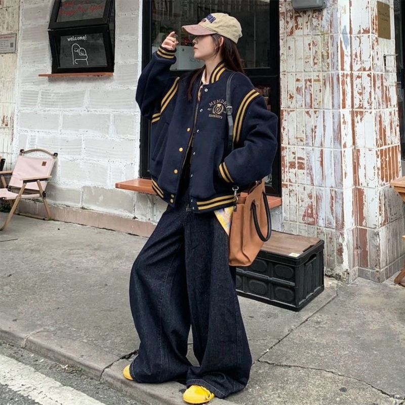 美式复古学院风棉服女2025秋冬棒球服夹克超好看夹棉宽松外套棉袄