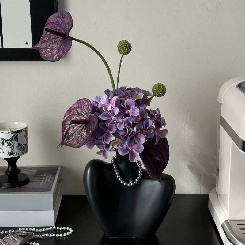 原创小众设计师款紫色氛围感仿真花插花卧室书房餐桌装饰拍摄道具