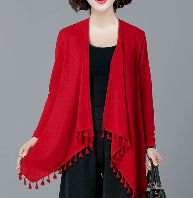 爆款流苏披肩外搭网红高档针织宽松外披肩百搭开衫女718