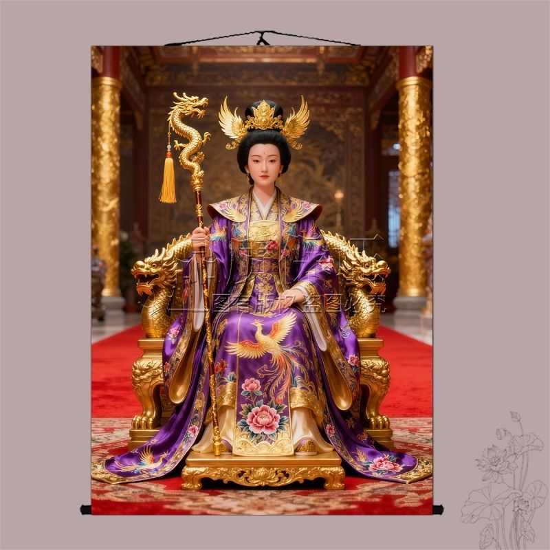 泰山奶奶挂画碧霞元君画像客厅圣母娘娘神像挂像供奉卷轴画定制