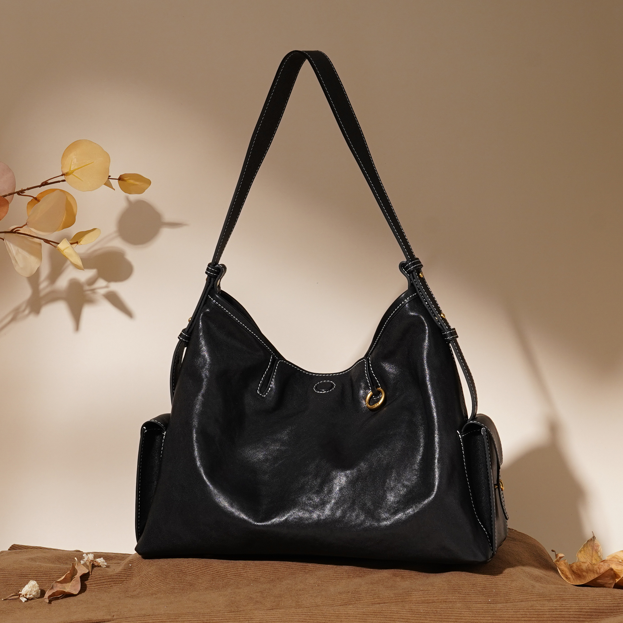 岩牛hobo包包女大容量腋下包慵懒风单肩斜挎包YN3623