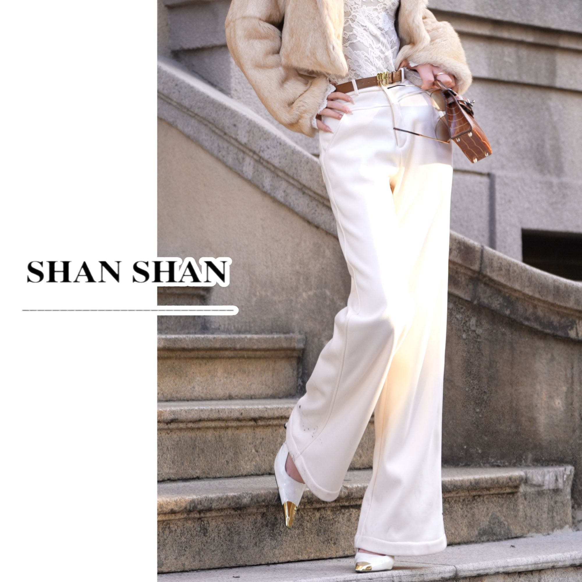 SS姗姗 秋冬时尚显气质设计师厚实休闲毛呢裤阔腿裤 51170515-548