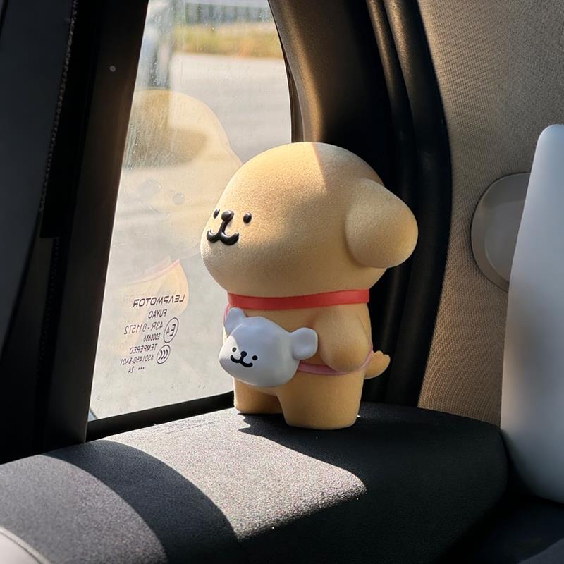 线条小狗车载摆件汽车中控台车内窗边可爱创意装饰品迷你公仔装饰