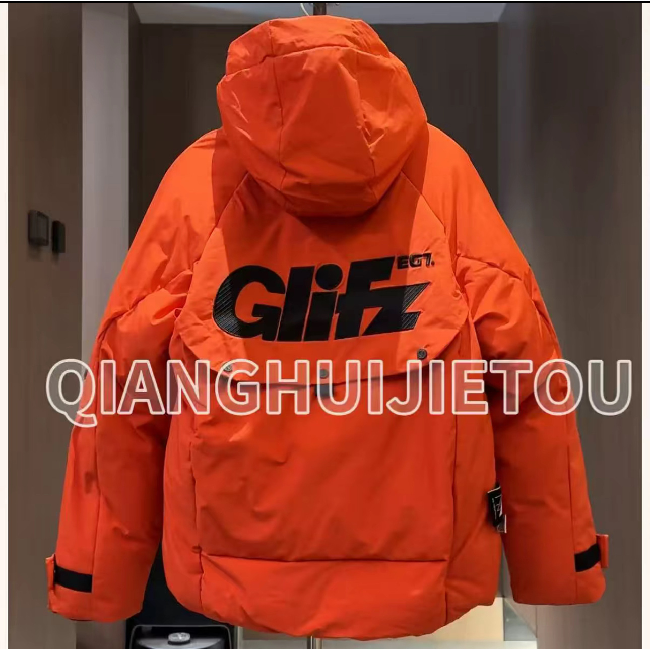 【抢回街头】秋冬新款男士外套字母刺绣时尚加棉连帽外套帅面包服