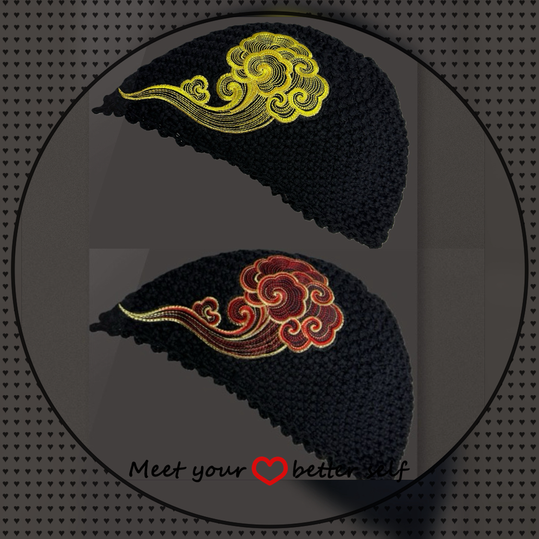 美雅家原创民族风祥云刺绣美人尖帽子遮白发修饰脸型发饰百搭小众