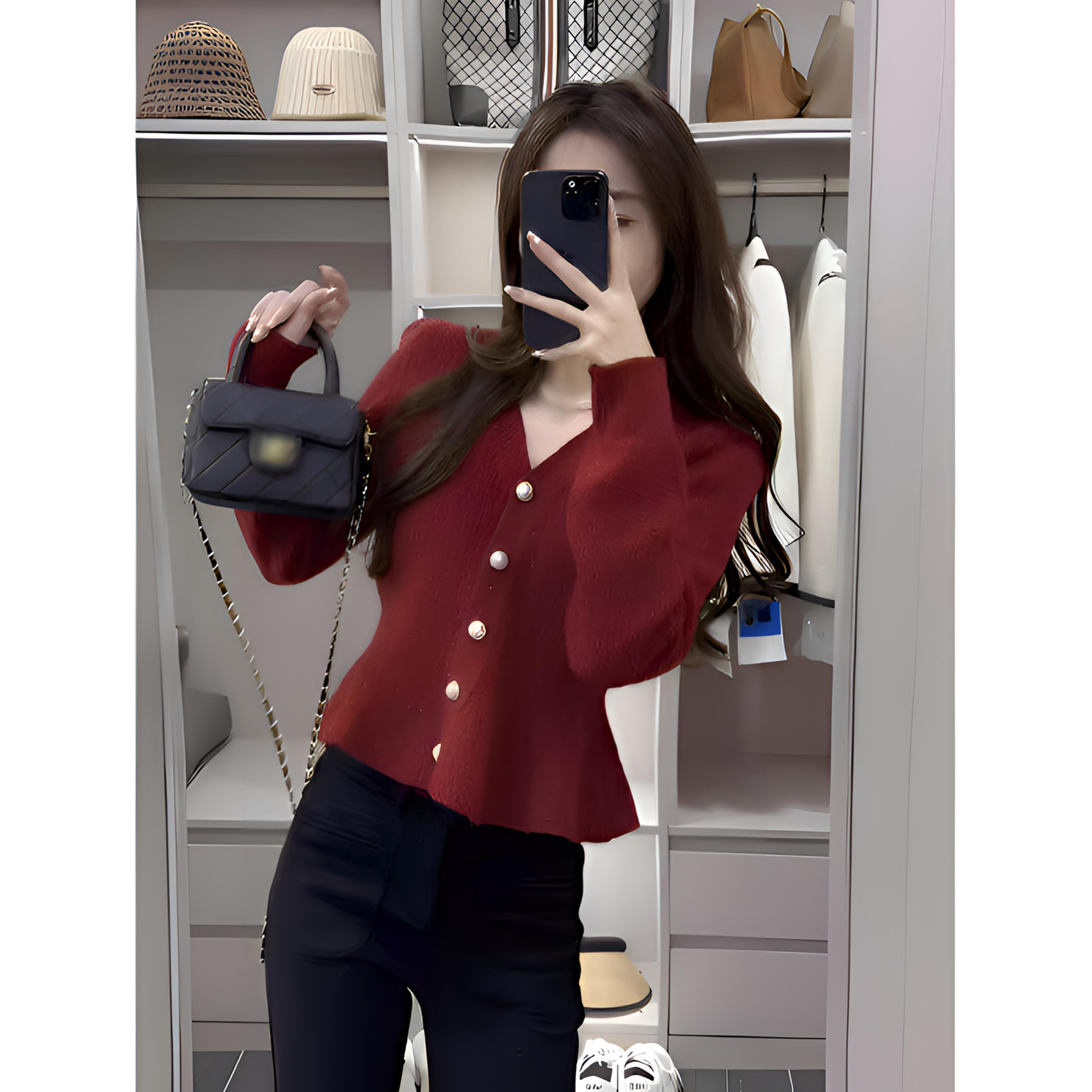 韩版小香风短款毛衣外套女秋冬内搭针织开衫小个子高级感鱼尾上衣